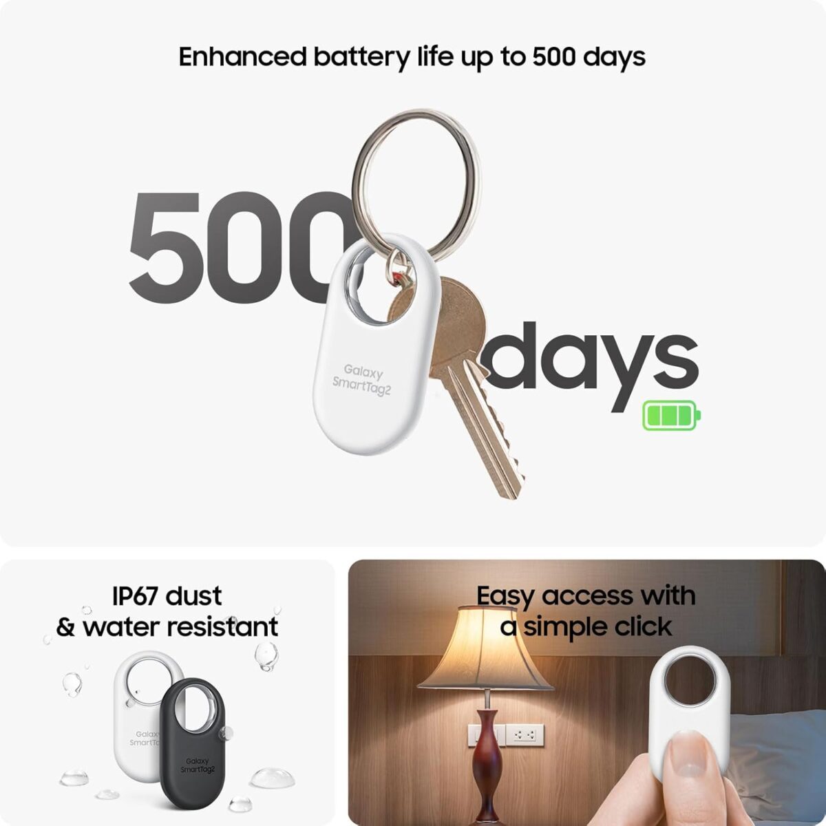 Samsung Galaxy SmartTag2, Bluetooth Tracker, Smart Tag GPS Locator Tracking Device, Item Finder for Keys, Wallet, Luggage, Pets, Use w/ Phones and Tablets Android 11 or Later,...